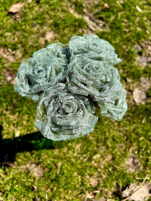 Sage Lace Roses with Stems, Lace Flower Bouquet, Lace Flowers, Lace Roses, 13th Wedding Anniversary Gift, Lace Gift for Her, Thirteenth