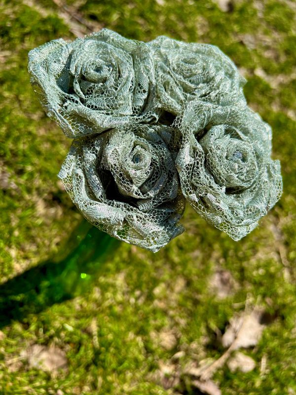 Sage Lace Roses with Stems, Lace Flower Bouquet, Lace Flowers, Lace Roses, 13th Wedding Anniversary Gift, Lace Gift for Her, Thirteenth