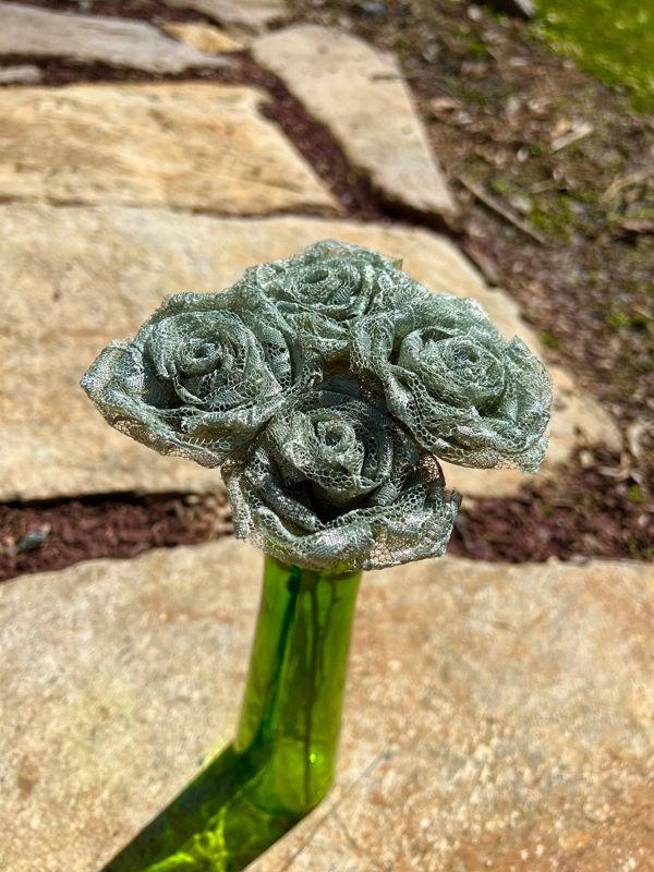 Sage Lace Roses with Stems, Lace Flower Bouquet, Lace Flowers, Lace Roses, 13th Wedding Anniversary Gift, Lace Gift for Her, Thirteenth