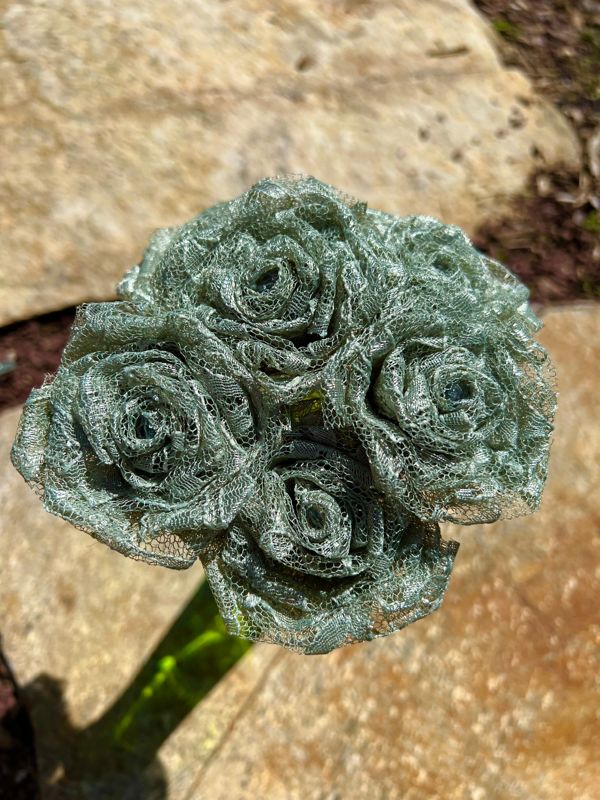 Sage Lace Roses with Stems, Lace Flower Bouquet, Lace Flowers, Lace Roses, 13th Wedding Anniversary Gift, Lace Gift for Her, Thirteenth