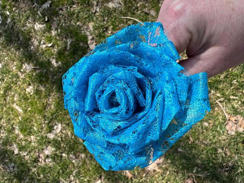Bright Blue Lace Roses with Stems, Lace Flower Bouquet, Lace Flowers, Lace Rose, 13th Wedding Anniversary Gift, Lace Gift for Her,Thirteenth