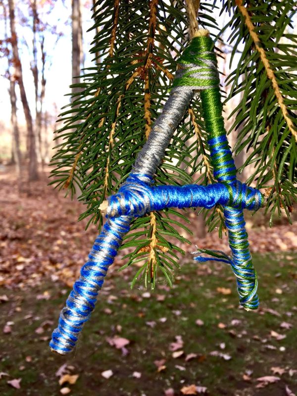 Handmade Colorful Initial Twig Ornament, Nature Inspired Decor, Custom Gift Ornament, Alphabet Letter Initial Ornament, Tree Branch Ornament