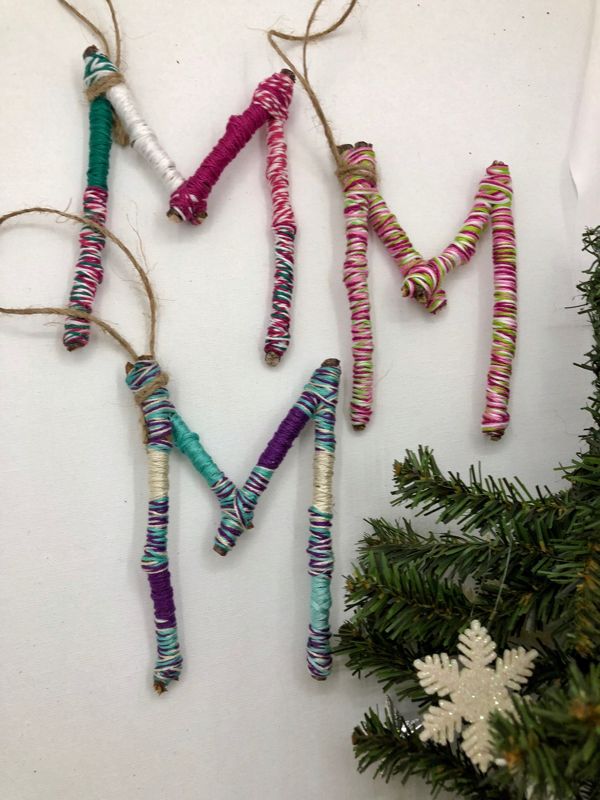 Handmade Colorful Initial Twig Ornament, Nature Inspired Decor, Custom Gift Ornament, Alphabet Letter Initial Ornament, Tree Branch Ornament