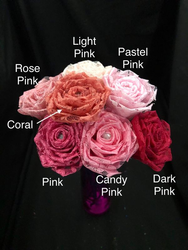 Pink Lace Roses with Stems, Pink Lace Flower Bouquet, Pink Lace Flowers, Pink Lace Roses, 13th Wedding Anniversary Gift, Lace Gift for Her