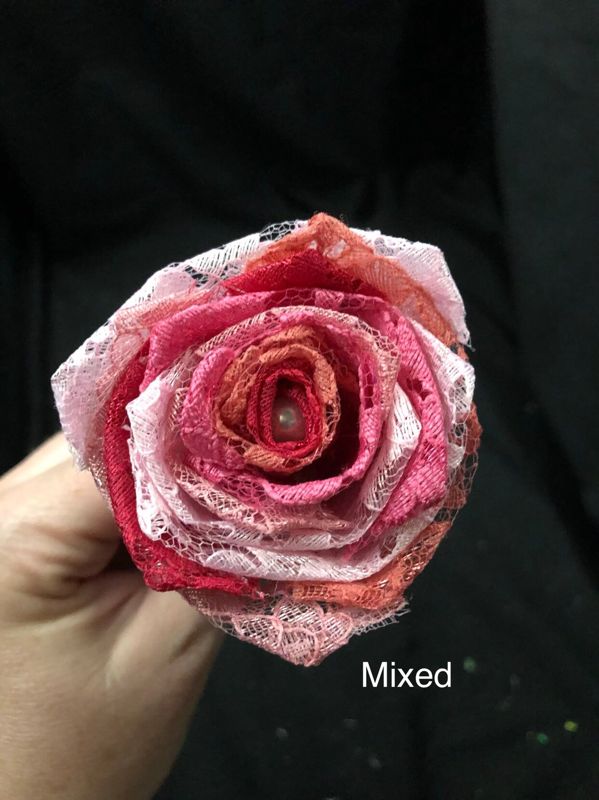 Pink Lace Roses with Stems, Pink Lace Flower Bouquet, Pink Lace Flowers, Pink Lace Roses, 13th Wedding Anniversary Gift, Lace Gift for Her