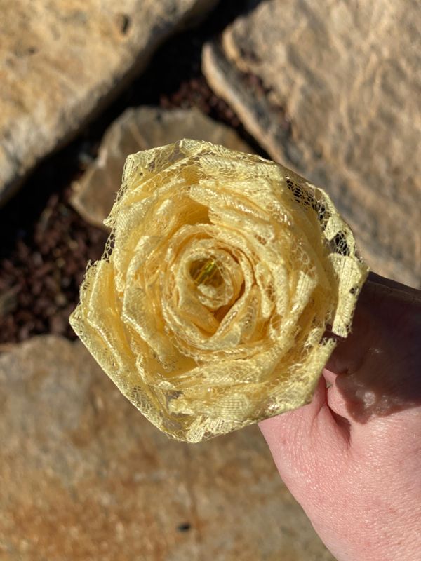 Yellow Lace Roses with Stems, Lace Flower Bouquet, Lace Flowers, Lace Roses, 13th Wedding Anniversary Gift, Lace Gift for Her, Yellow Roses