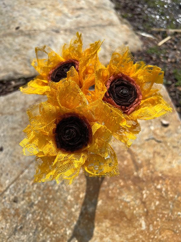 Lace Sunflowers with Stems, Lace Flower Bouquet, Lace Flowers, Lace Sunflower, 13th Wedding Anniversary Gift, Lace Gift for Her, Thirteenth