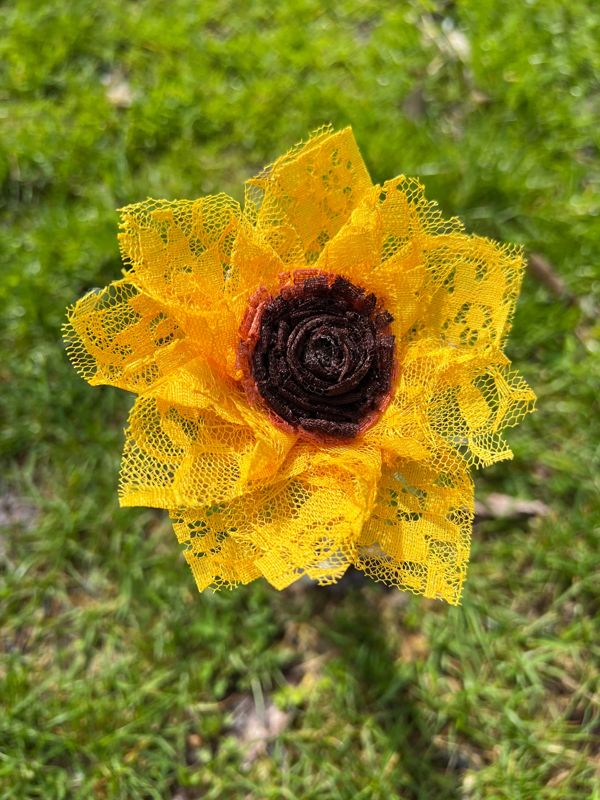 Lace Sunflowers with Stems, Lace Flower Bouquet, Lace Flowers, Lace Sunflower, 13th Wedding Anniversary Gift, Lace Gift for Her, Thirteenth