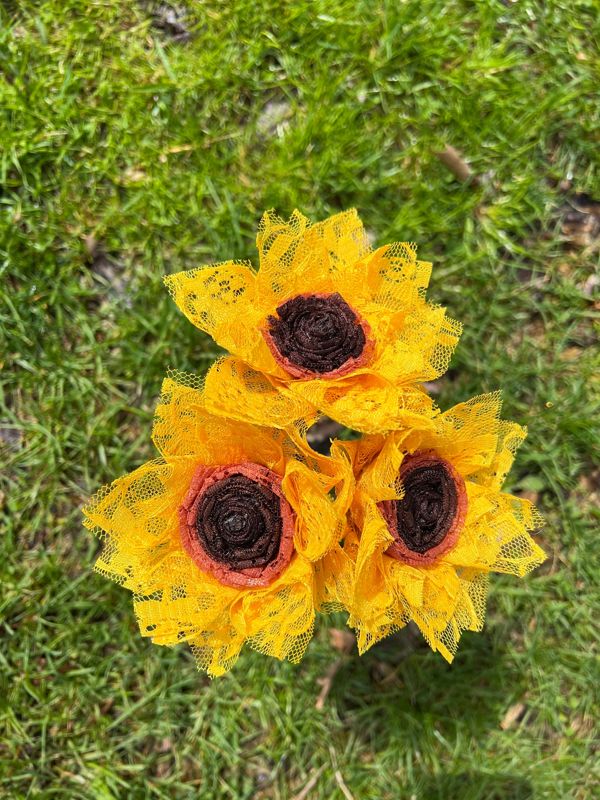 Lace Sunflowers with Stems, Lace Flower Bouquet, Lace Flowers, Lace Sunflower, 13th Wedding Anniversary Gift, Lace Gift for Her, Thirteenth