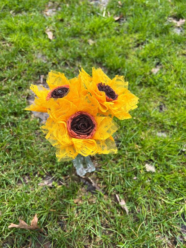 Lace Sunflowers with Stems, Lace Flower Bouquet, Lace Flowers, Lace Sunflower, 13th Wedding Anniversary Gift, Lace Gift for Her, Thirteenth