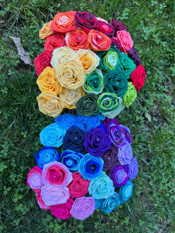 Single Cotton Fabric Rose with Stick Stem, Gift for Her, Second Anniversary Gift, 2nd Anniversary, Cotton Anniversary