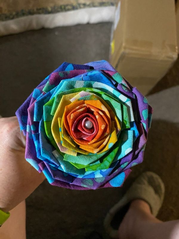 Single Cotton Fabric Rose with Stick Stem, Gift for Her, Second Anniversary Gift, 2nd Anniversary, Cotton Anniversary, Fancy
