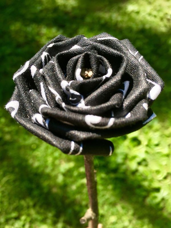 Single Cotton Fabric Rose with Stick Stem, Gift for Her, Second Anniversary Gift, 2nd Anniversary, Cotton Anniversary, Fancy
