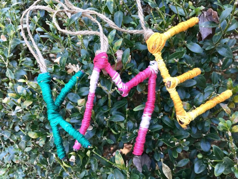 Mini Initial Twig Ornament, Nature Inspired Decor, Alphabet Letter Initial Ornament, Colorful Ornament