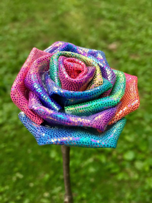 Glitter Rainbow Fabric Roses with Stems, Sparkly Roses, Valentines Day Flowers, Valentines Day Gift, Rainbow Roses, Mermaid Wedding