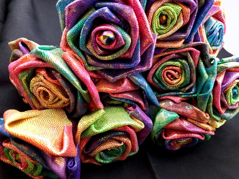 Glitter Rainbow Fabric Roses with Stems, Sparkly Roses, Valentines Day Flowers, Valentines Day Gift, Rainbow Roses, Mermaid Wedding