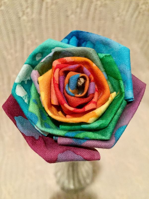 Tye Dye Rainbow Fabric Roses with Stems, Wedding Bouquet, Birthday Gift, Tie Dye Rainbow Roses, Unique Roses, Fabric Flowers