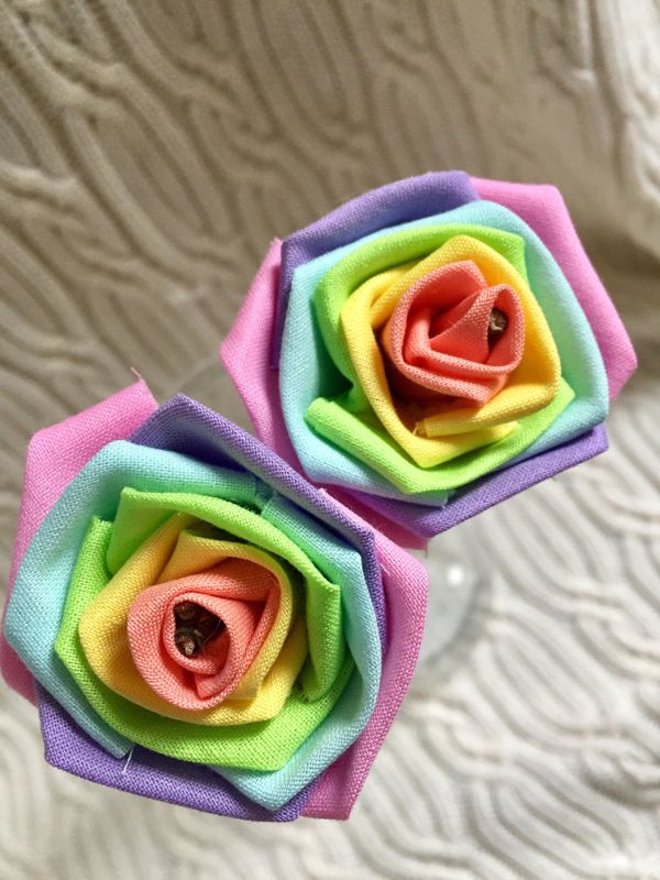 Pastel Rainbow Cotton Roses with Stems, Pastel Flower Bouquet, Pastel Rainbow Roses, Second Anniversary, Cotton Anniversary, 2nd Anniversary