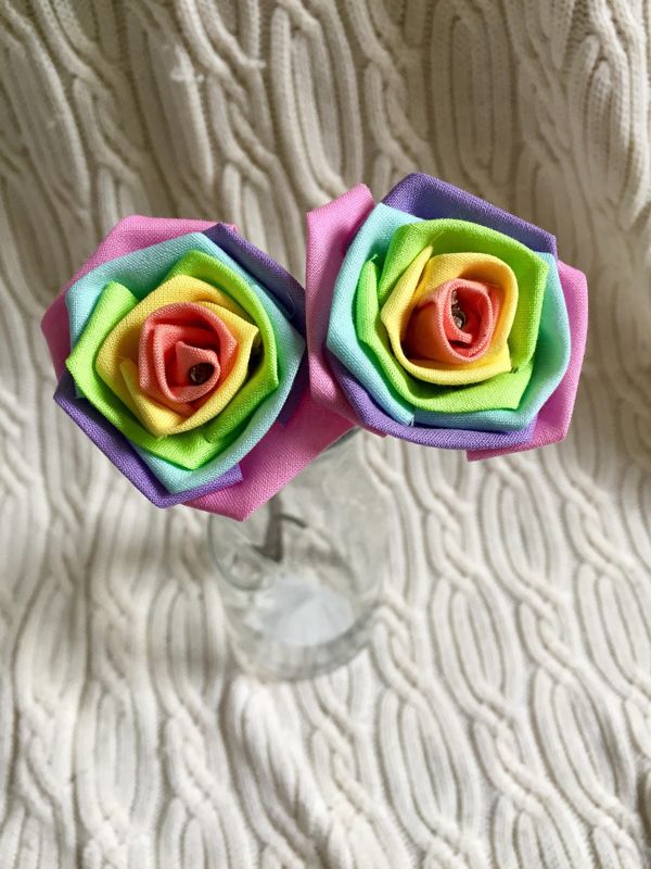 Pastel Rainbow Cotton Roses with Stems, Pastel Flower Bouquet, Pastel Rainbow Roses, Second Anniversary, Cotton Anniversary, 2nd Anniversary