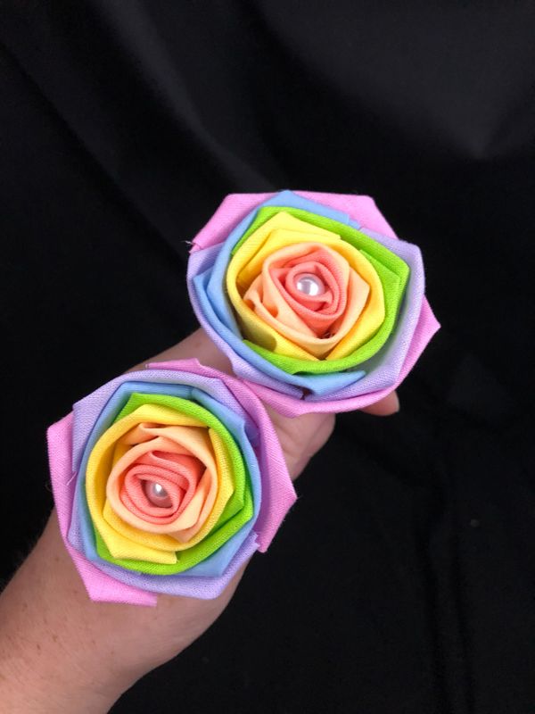 Pastel Rainbow Cotton Roses with Stems, Pastel Flower Bouquet, Pastel Rainbow Roses, Second Anniversary, Cotton Anniversary, 2nd Anniversary