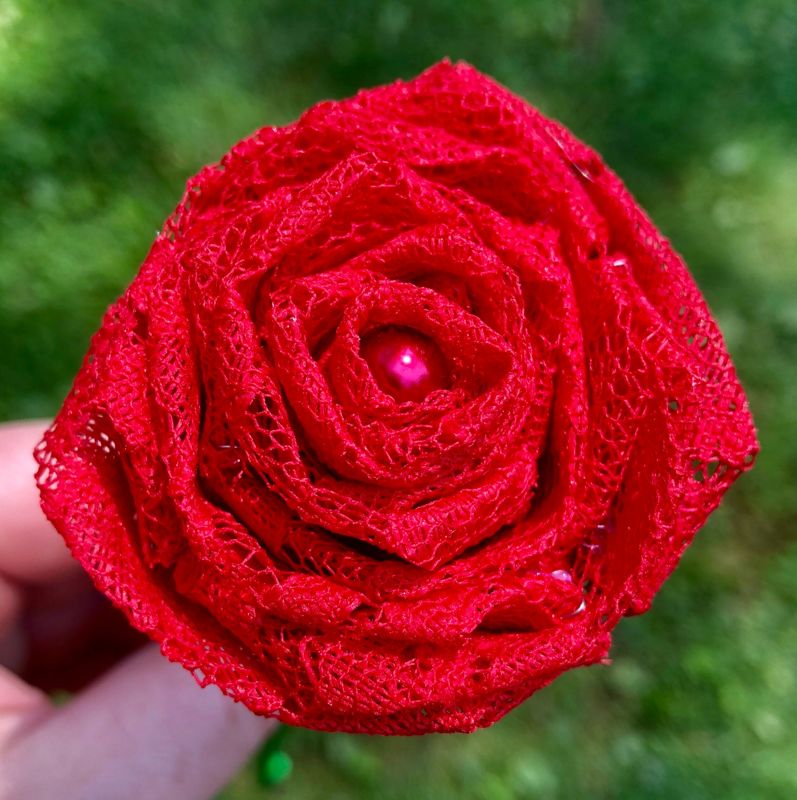Red Lace Roses with Stems, Red Lace Flower Bouquet, Lace Flowers, Lace Roses, Red Roses, 13th Wedding Anniversary Gift, Wedding Bouquet