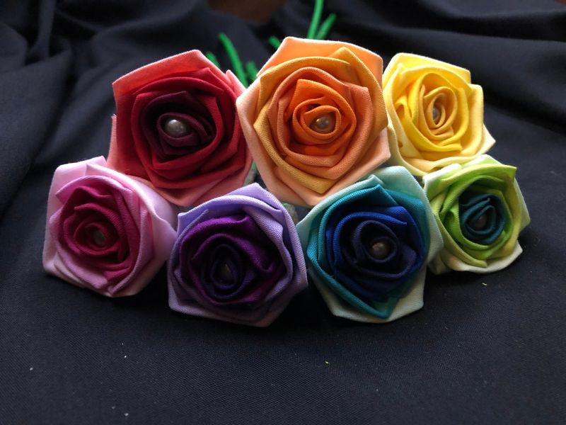Ombre Rainbow Cotton Roses with Stems, Rainbow Rose Wedding Bouquet, Rainbow Bouquet, Cotton Roses, Cotton Anniversary, Second Anniversary
