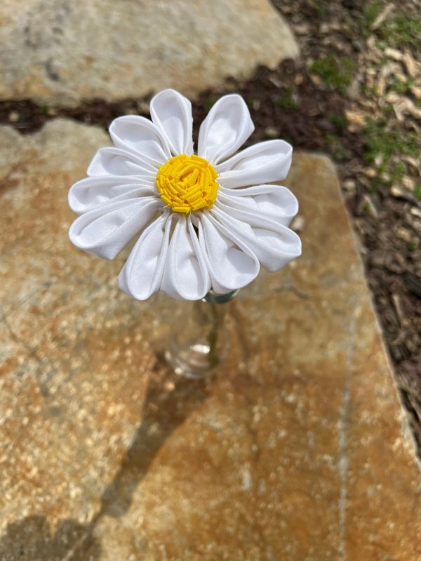 White Cotton Daises with Stem, Daisy Bouquet, Cotton Flower, Fabric Daisy, 2nd Wedding Anniversary, Cotton Anniversary, Gift for Her, Second