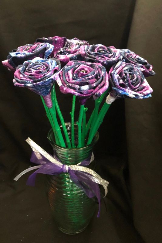 Galaxy Print Cotton Roses with Stems, Galaxy Gift, Space Lover, Galaxy Roses, Cotton Roses, Cotton Anniversary, Second Anniversary, For Her