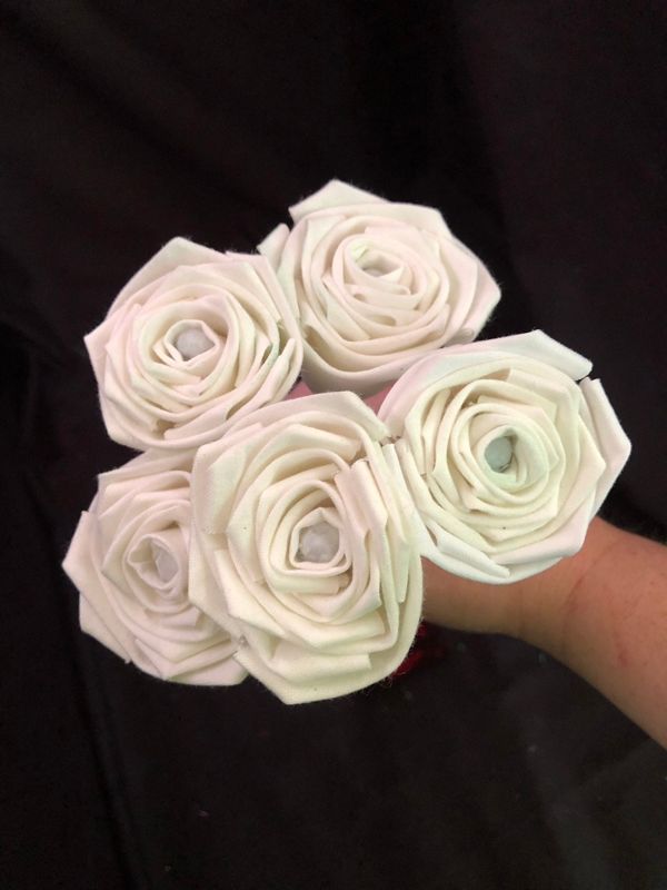 White Cotton Roses with Stems, Cotton Anniversary, White Wedding Bouquet, Second Anniversary Gift, Cotton Anniversary, 2nd Anniversary Gift
