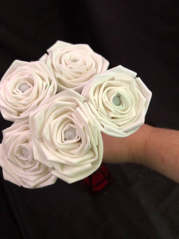 White Cotton Roses with Stems, Cotton Anniversary, White Wedding Bouquet, Second Anniversary Gift, Cotton Anniversary, 2nd Anniversary Gift