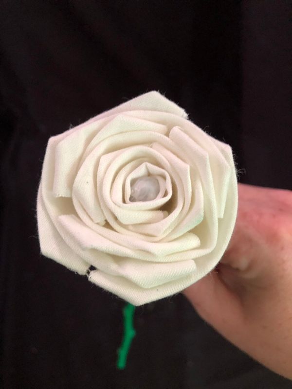 White Cotton Roses with Stems, Cotton Anniversary, White Wedding Bouquet, Second Anniversary Gift, Cotton Anniversary, 2nd Anniversary Gift