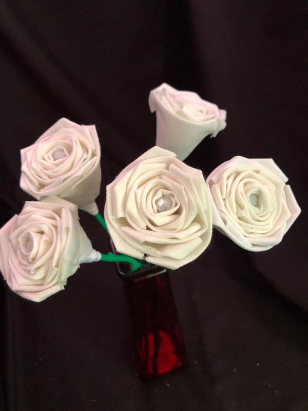 White Cotton Roses with Stems, Cotton Anniversary, White Wedding Bouquet, Second Anniversary Gift, Cotton Anniversary, 2nd Anniversary Gift