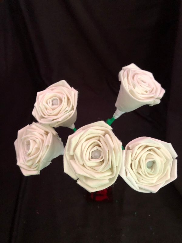 White Cotton Roses with Stems, Cotton Anniversary, White Wedding Bouquet, Second Anniversary Gift, Cotton Anniversary, 2nd Anniversary Gift