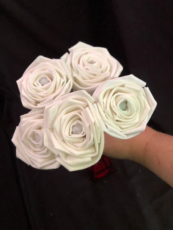 White Cotton Roses with Stems, Cotton Anniversary, White Wedding Bouquet, Second Anniversary Gift, Cotton Anniversary, 2nd Anniversary Gift