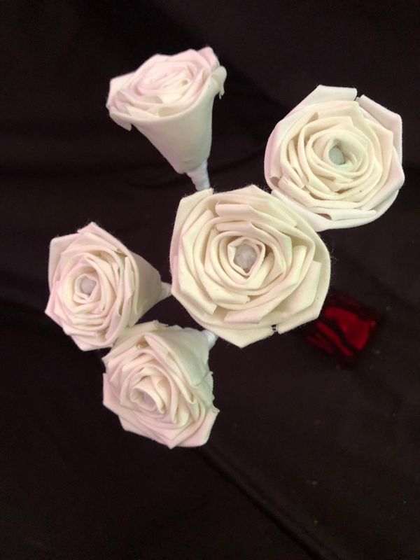 White Cotton Roses with Stems, Cotton Anniversary, White Wedding Bouquet, Second Anniversary Gift, Cotton Anniversary, 2nd Anniversary Gift