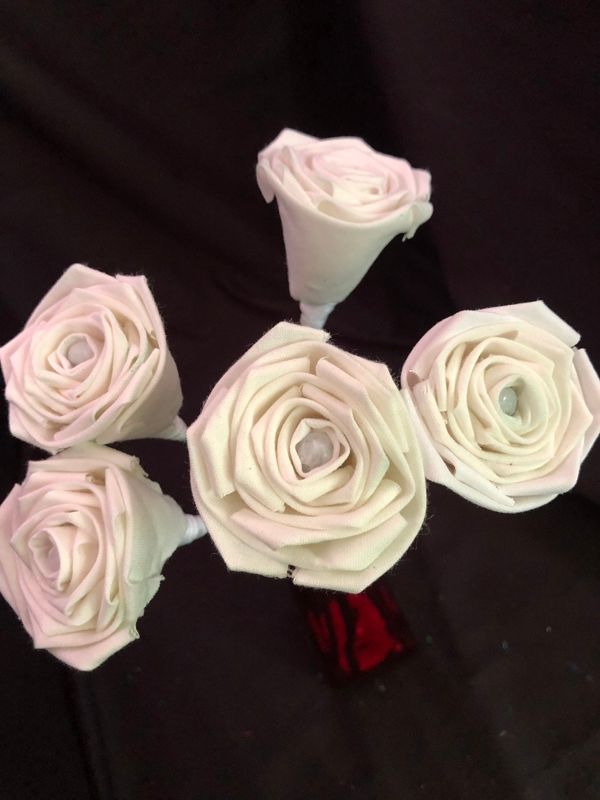 White Cotton Roses with Stems, Cotton Anniversary, White Wedding Bouquet, Second Anniversary Gift, Cotton Anniversary, 2nd Anniversary Gift