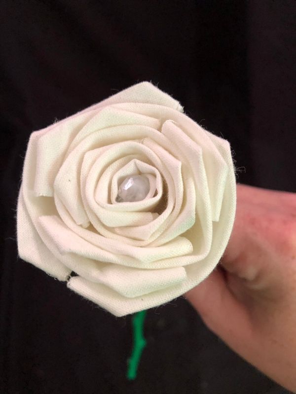 White Cotton Roses with Stems, Cotton Anniversary, White Wedding Bouquet, Second Anniversary Gift, Cotton Anniversary, 2nd Anniversary Gift