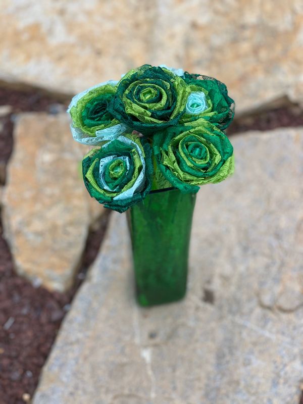 Ombré Green Lace Roses with Stem, Green Lace Flower Bouquet, Green Lace Flower, Green Lace Rose, 13th Wedding Anniversary Gift, Gift for Her