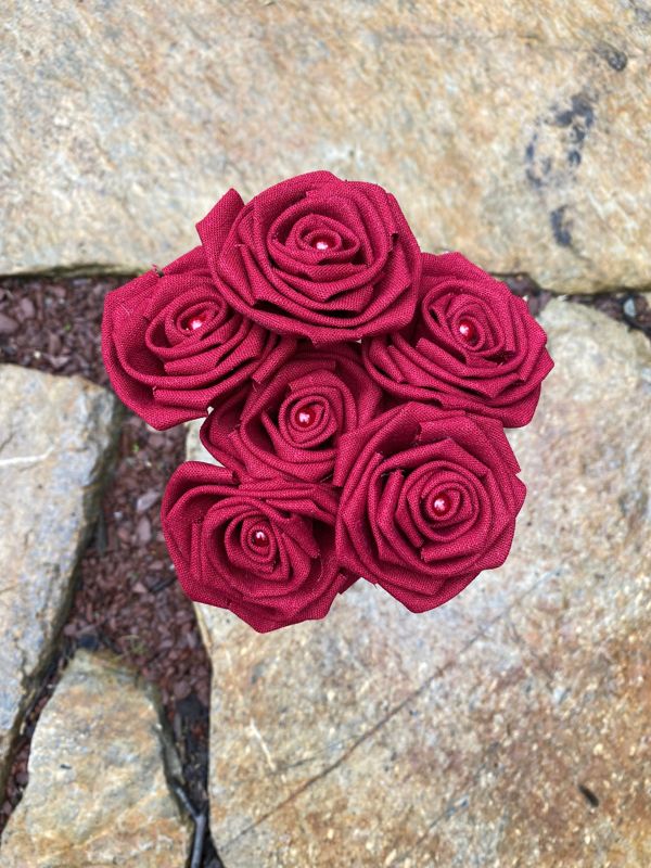 Red Linen Roses with Stems, Linen Flower Bouquet, Linen Flowers, Linen Roses, 12th Wedding Anniversary Gift, Linen Gift for Her, Twelfth