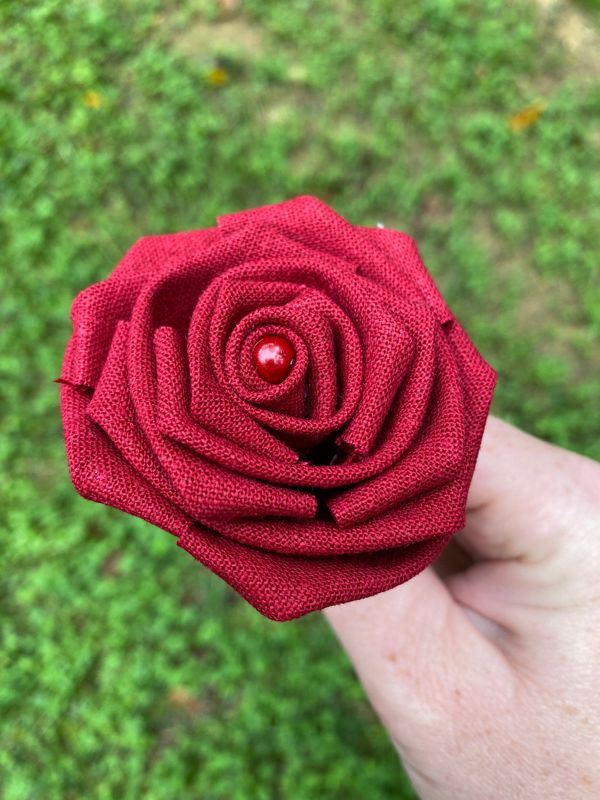 Red Linen Roses with Stems, Linen Flower Bouquet, Linen Flowers, Linen Roses, 12th Wedding Anniversary Gift, Linen Gift for Her, Twelfth