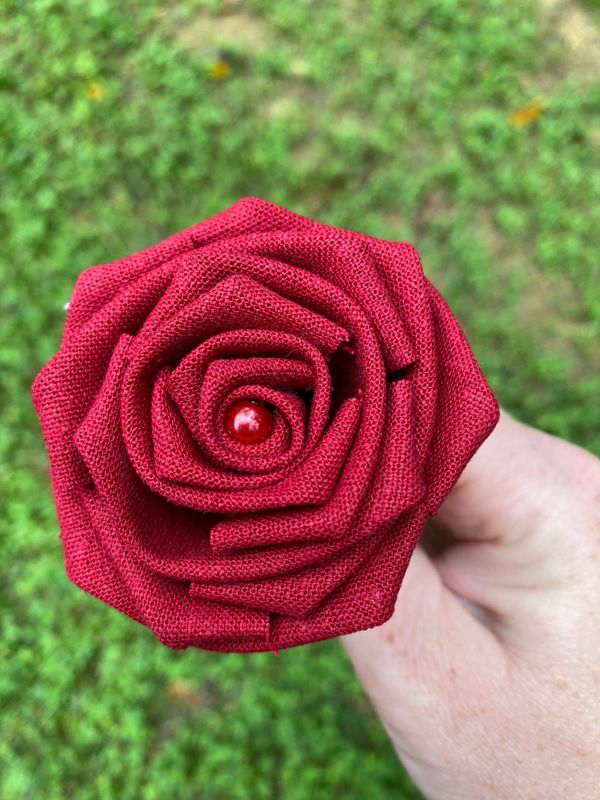 Red Linen Roses with Stems, Linen Flower Bouquet, Linen Flowers, Linen Roses, 12th Wedding Anniversary Gift, Linen Gift for Her, Twelfth