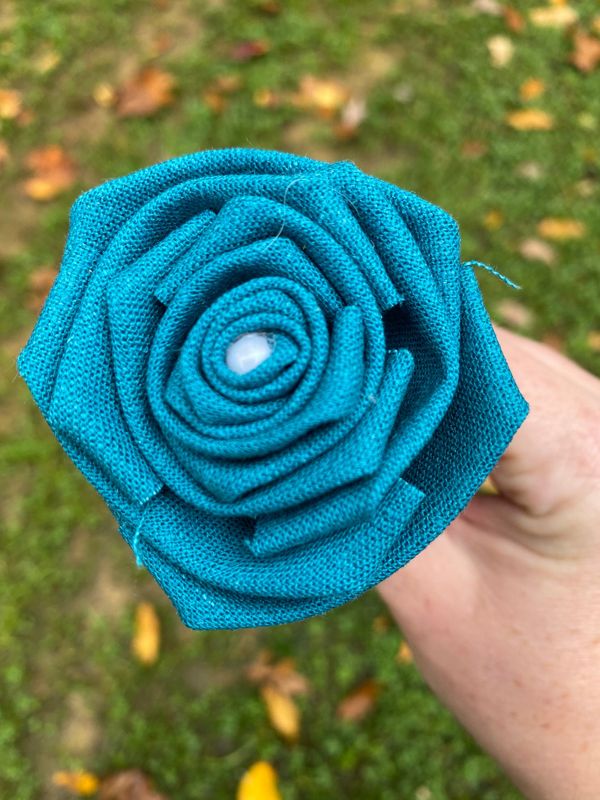 Teal Linen Roses with Stems, Linen Flower Bouquet, Linen Flowers, Linen Roses, 12th Wedding Anniversary Gift, Linen Gift for Her, Twelfth