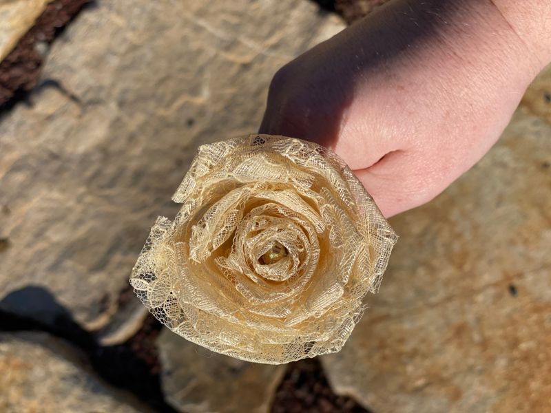 Champagne Lace Roses with Stems, Lace Flower Bouquet, Lace Flowers, Lace Roses, 13th Wedding Anniversary Gift, Lace Gift for Her, Thirteenth