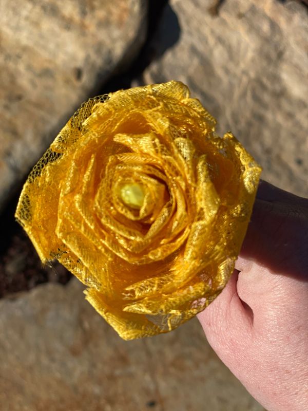 Bright Yellow Lace Roses with Stems, Lace Bouquet, Lace Flowers, Lace Roses, 13th Wedding Anniversary Gift, Lace Gift for Her, Thirteenth