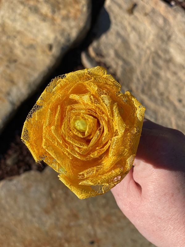 Bright Yellow Lace Roses with Stems, Lace Bouquet, Lace Flowers, Lace Roses, 13th Wedding Anniversary Gift, Lace Gift for Her, Thirteenth