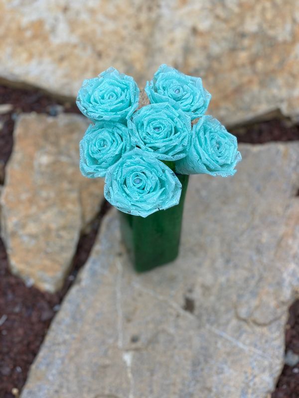 Mint GreenLace Roses with Stems, Lace Flower Bouquet, Lace Flowers, Lace Roses, 13th Wedding Anniversary Gift, Lace Gift for Her, Thirteenth