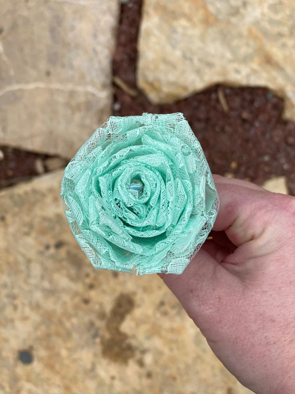 Mint GreenLace Roses with Stems, Lace Flower Bouquet, Lace Flowers, Lace Roses, 13th Wedding Anniversary Gift, Lace Gift for Her, Thirteenth