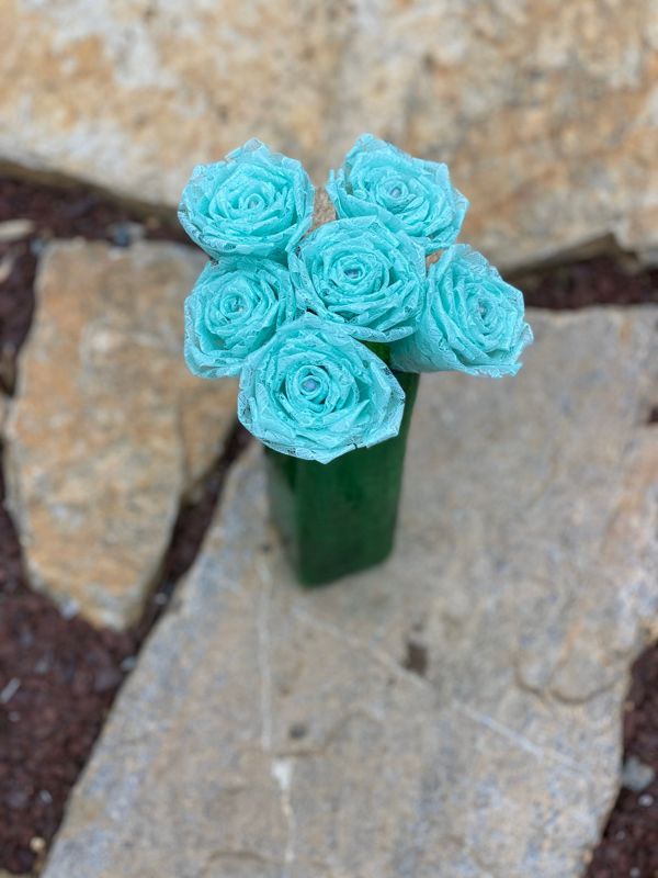 Mint GreenLace Roses with Stems, Lace Flower Bouquet, Lace Flowers, Lace Roses, 13th Wedding Anniversary Gift, Lace Gift for Her, Thirteenth