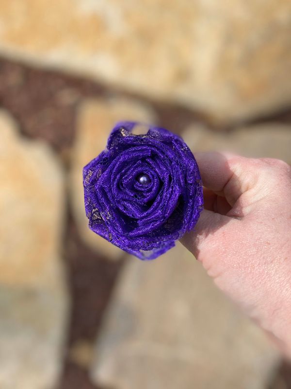 Royal Purple Lace Roses with Stem, Lace Flower Bouquet, Lace Flower, Lace Rose, 13th Wedding Anniversary Gift, Lace Gift for Her, Thirteenth