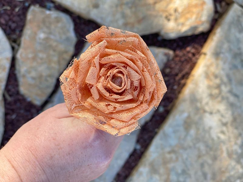 Light Orange Lace Roses with Stem, Lace Flower Bouquet, Lace Flower, Lace Rose, 13th Wedding Anniversary Gift, Lace Gift for Her, Thirteenth